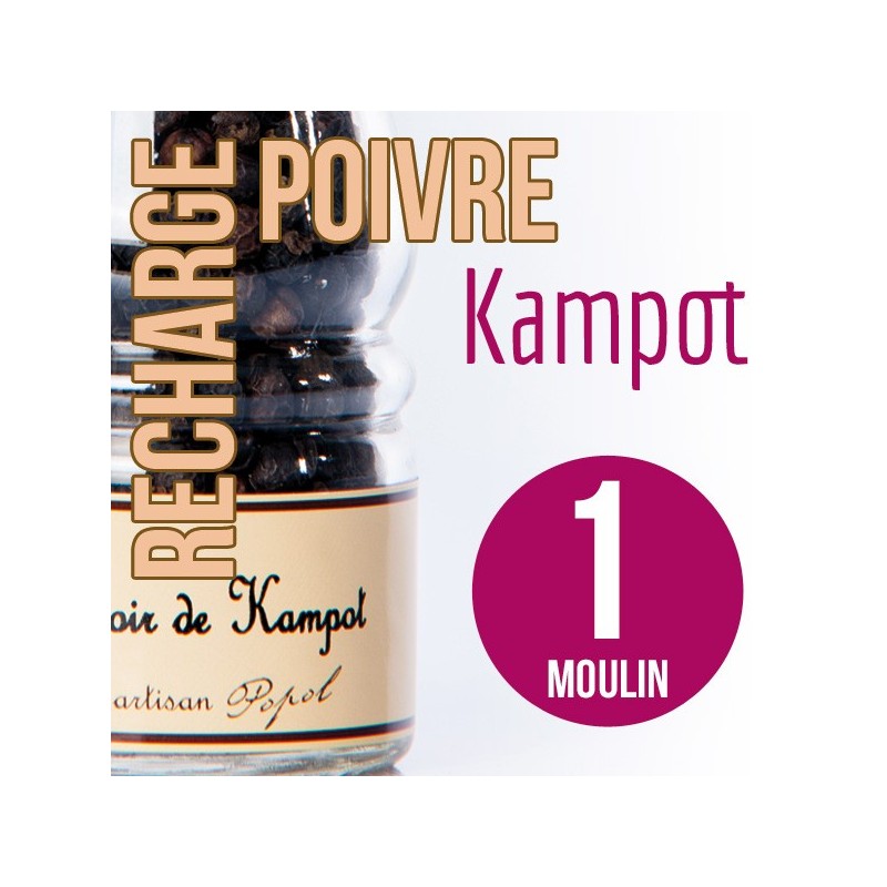 Poivre kampot recharge pour 1 moulin 60g Poivre kampot recharge pour 1 moulin 60g