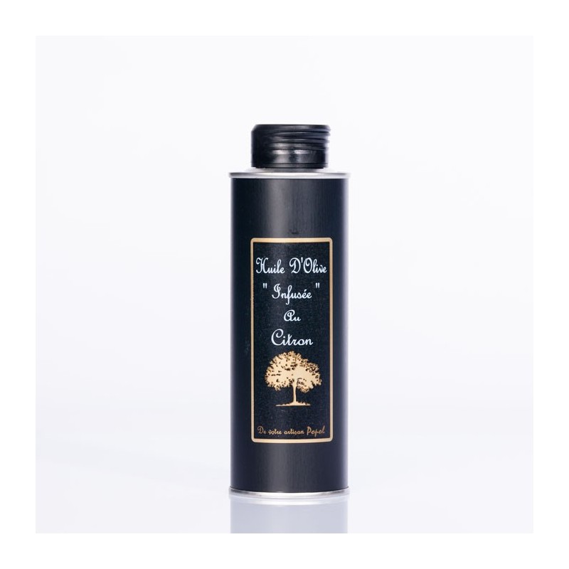 Bidon huile infusée citron 250 ml Rond noir Bidon huile infusée citron 250 ml Rond noir