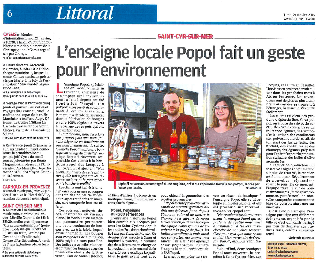 article popol la Provence campagne de recyclage des bougies epicerie fine